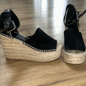 Marc Fisher Black Espadrille Wedge Sandals